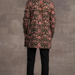 Tarun Tahiliani Men Black & Pink Floral Quilted Bundi Jacket Set -Cheap Drapvera Store 411ttmw30 4
