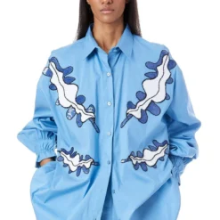 Kanika Goyal Label Blue Willow Hand Embellished Shirt