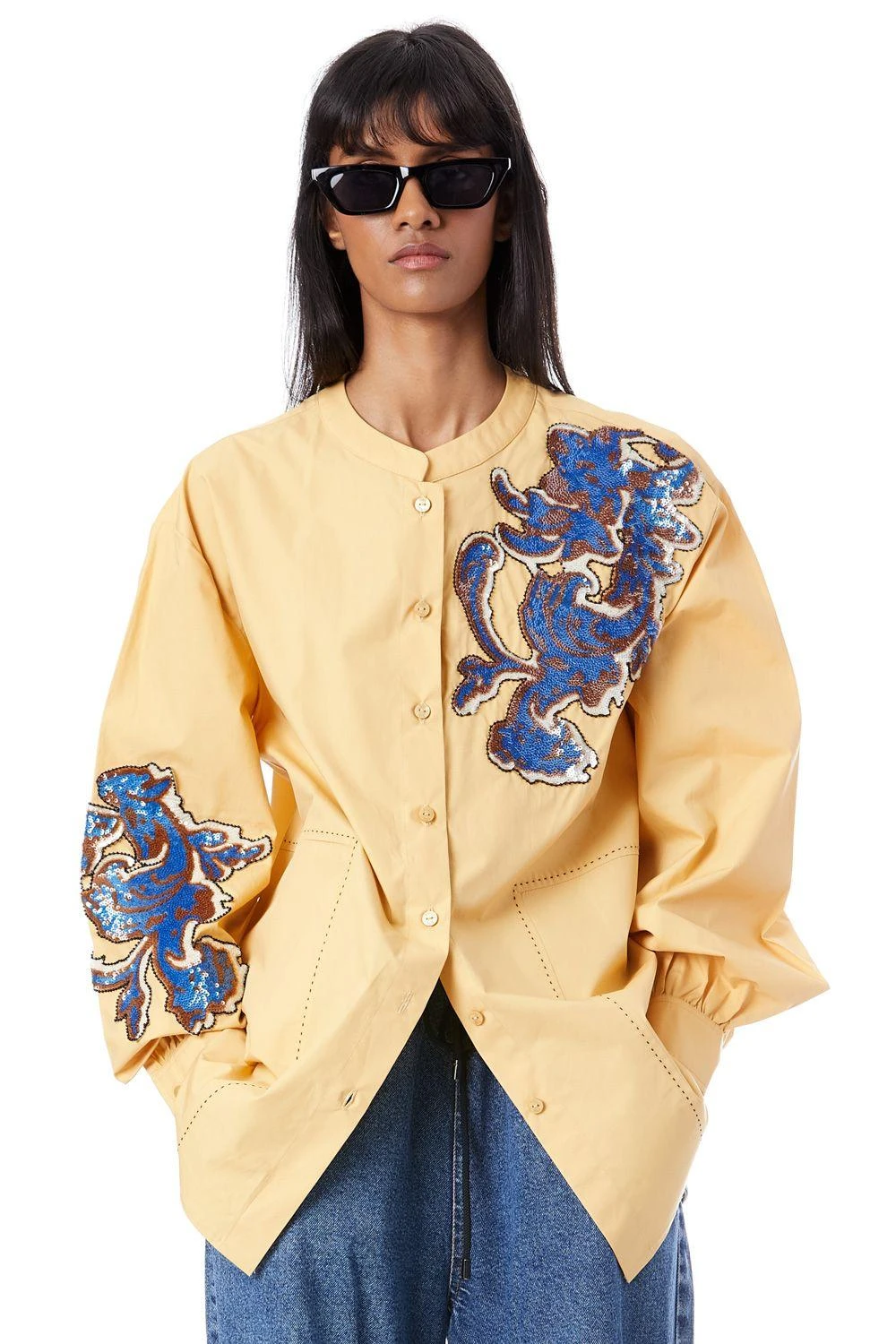 Kanika Goyal Label Renaissance Hand Embellished Yellow Shirt 1 Kanika Goyal Label Renaissance Hand Embellished Yellow Shirt
