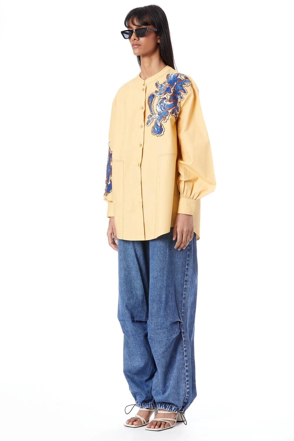 Kanika Goyal Label Renaissance Hand Embellished Yellow Shirt 2 Kanika Goyal Label Renaissance Hand Embellished Yellow Shirt - Image 2
