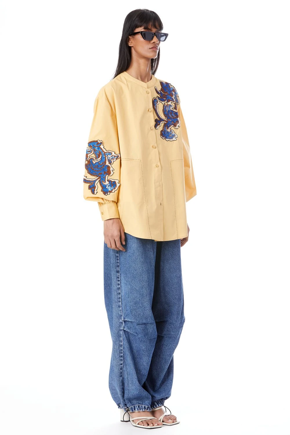 Kanika Goyal Label Renaissance Hand Embellished Yellow Shirt 3 Kanika Goyal Label Renaissance Hand Embellished Yellow Shirt - Image 3