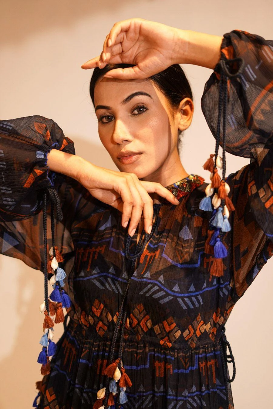 Nikita Mhaisalkar Blue Aztec Printed Maxi Dress 2 Nikita Mhaisalkar Blue Aztec Printed Maxi Dress - Image 2