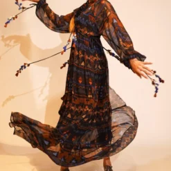 Nikita Mhaisalkar Blue Aztec Printed Maxi Dress 6 Nikita Mhaisalkar Blue Aztec Printed Maxi Dress -Cheap Drapvera Store 4423nm69 3