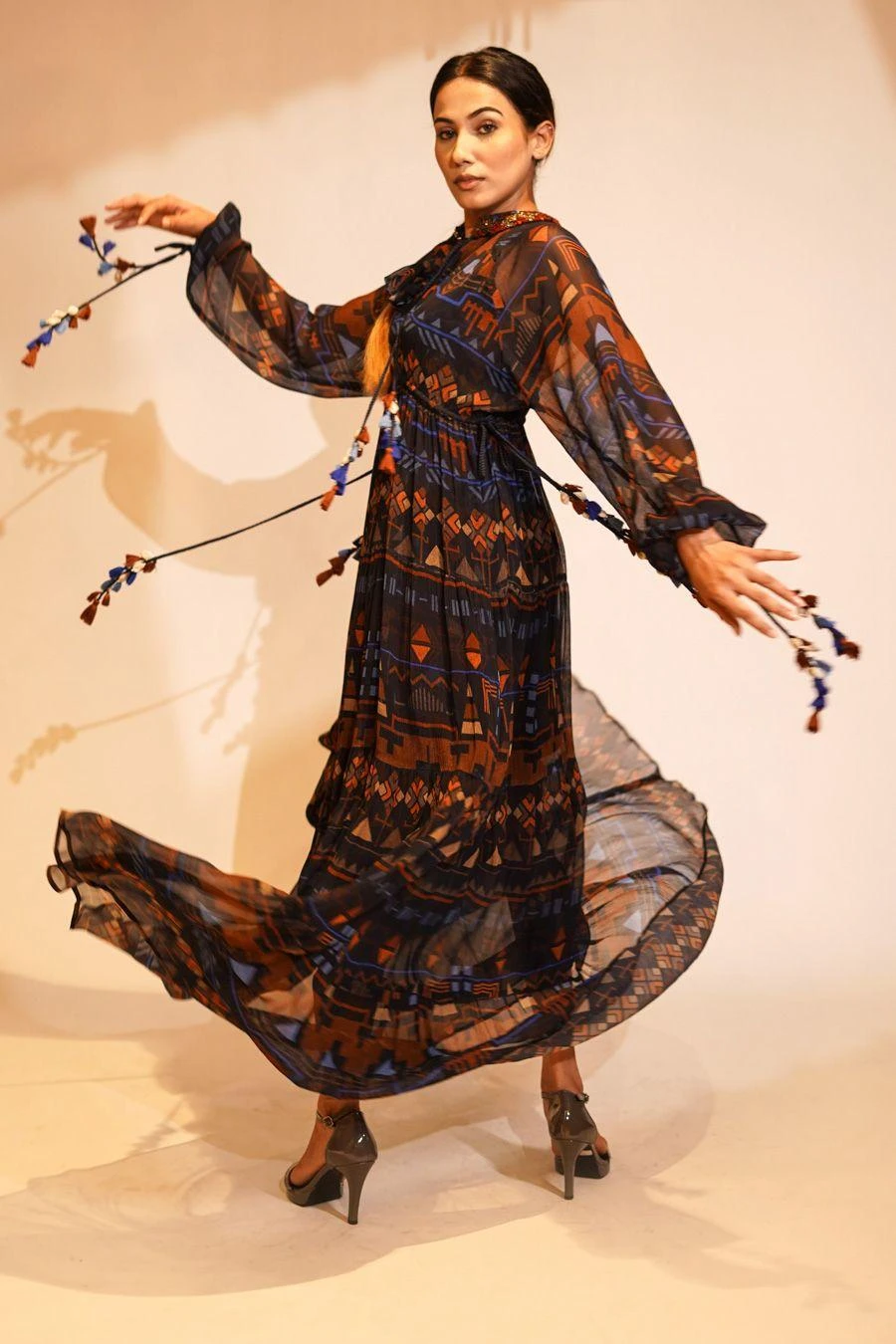 Nikita Mhaisalkar Blue Aztec Printed Maxi Dress 3 Nikita Mhaisalkar Blue Aztec Printed Maxi Dress - Image 3