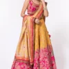 Debyani Yellow & Pink Chanderi Silk Lehenga Set