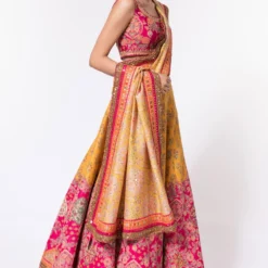 Debyani Yellow & Pink Chanderi Silk Lehenga Set -Cheap Drapvera Store 44dby1 3