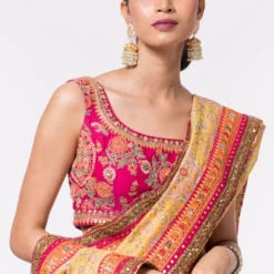 Debyani Yellow & Pink Chanderi Silk Lehenga Set -Cheap Drapvera Store 44dby1 4