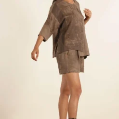 Urbania Hazelnut Colour Blocked Boxy Top -Cheap Drapvera Store 4823ua3 3 1