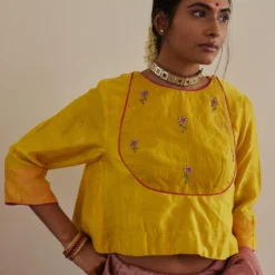 Shorshe Yellow Angrakha Blouse