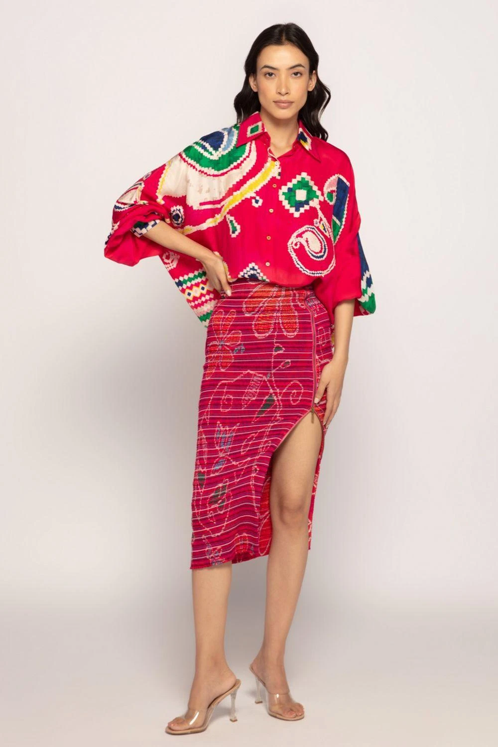 Saaksha & Kinni Pink Paisley Printed Shirt 1 Saaksha & Kinni Pink Paisley Printed Shirt