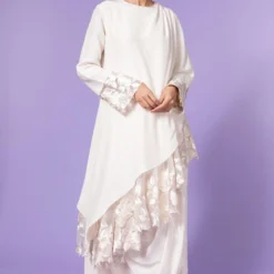 Aikeyah White Embroidered Layered Dress