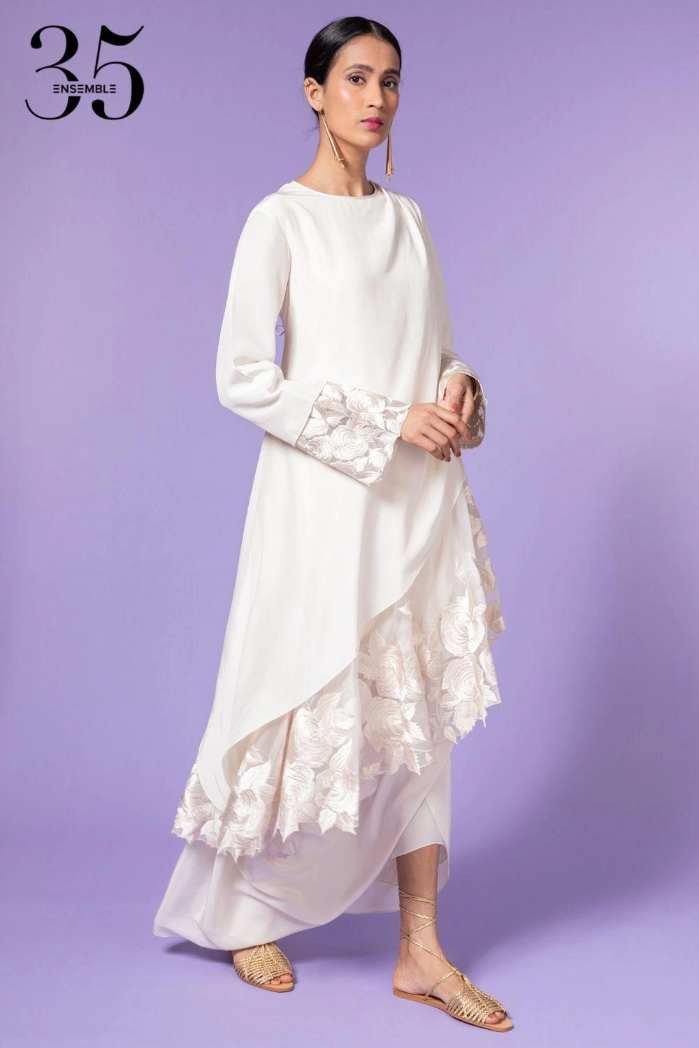 Aikeyah White Embroidered Layered Dress 3 Aikeyah White Embroidered Layered Dress - Image 3