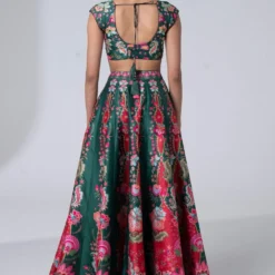 Siddhartha Bansal Sylvan Green-red Floral Printed Lehenga Set -Cheap Drapvera Store 5124sb4 5