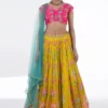Siddhartha Bansal Vibrant Yellow-pink Floral Embellished Lehenga Set