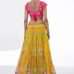 Siddhartha Bansal Vibrant Yellow-pink Floral Embellished Lehenga Set -Cheap Drapvera Store 5124sb5 4