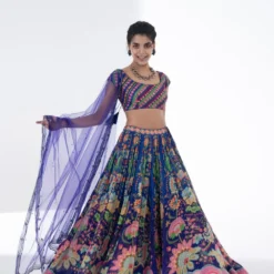 Siddhartha Bansal Radiant Blue Floral Embellished Lehenga Set -Cheap Drapvera Store 5124sb6 3