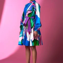 Siddhartha Bansal Meadow Mosaic Floral Printed Short Dress With Belt -Cheap Drapvera Store 5124sb67 3