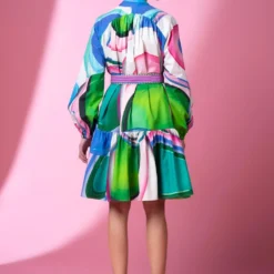 Siddhartha Bansal Meadow Mosaic Floral Printed Short Dress With Belt -Cheap Drapvera Store 5124sb67 4