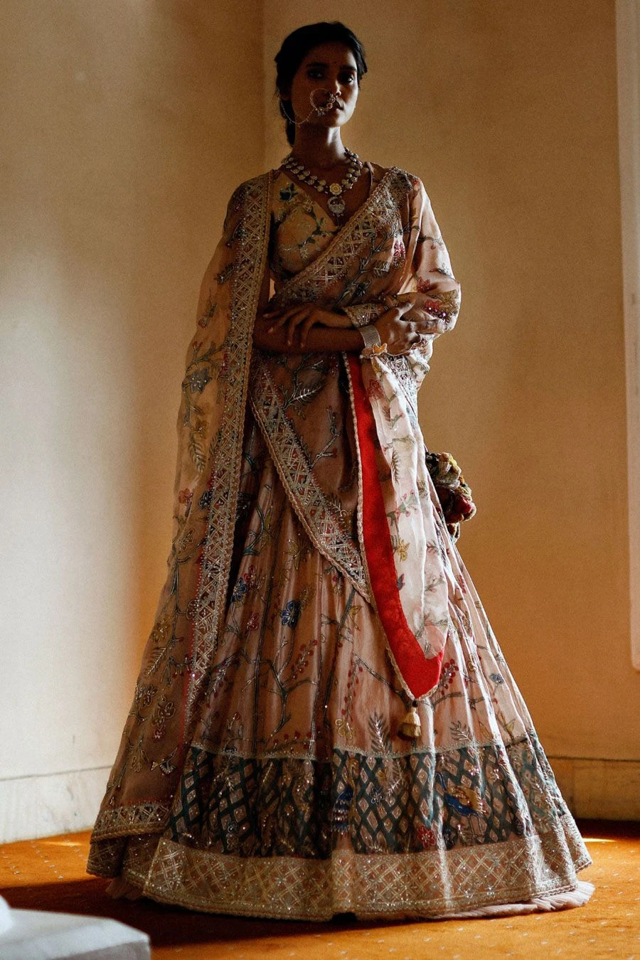 Archana Jaju Rosewood Pink Handpainted Kalamkari Lehenga Set 1 Archana Jaju Rosewood Pink Handpainted Kalamkari Lehenga Set