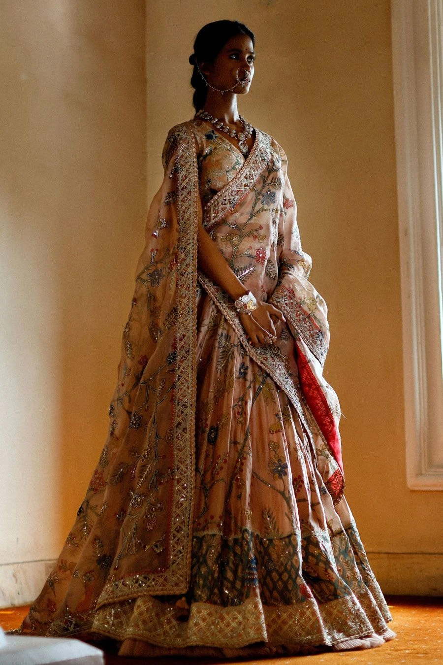 Archana Jaju Rosewood Pink Handpainted Kalamkari Lehenga Set 2 Archana Jaju Rosewood Pink Handpainted Kalamkari Lehenga Set - Image 2