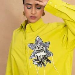 Dhruv Kapoor Lime Handcrafted Oversized Shirt -Cheap Drapvera Store 5623dk3 4