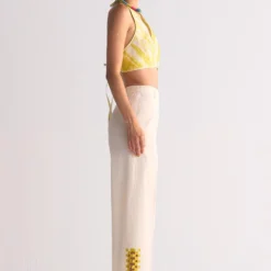 Ikai Ivory & Yellow Cutwork Elasticated Pants -Cheap Drapvera Store 5823iai74 3