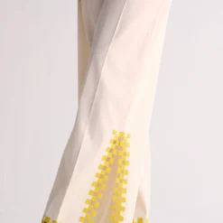 Ikai Ivory & Yellow Cutwork Elasticated Pants -Cheap Drapvera Store 5823iai74 4