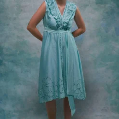 Sakshi Khetterpal Viridescent Chanderi Tie-up Midi Dress