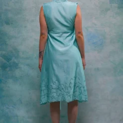 Sakshi Khetterpal Viridescent Chanderi Tie-up Midi Dress -Cheap Drapvera Store 6124sk36 3