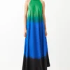 Studio RIGU Green Leheriya Halter Dress