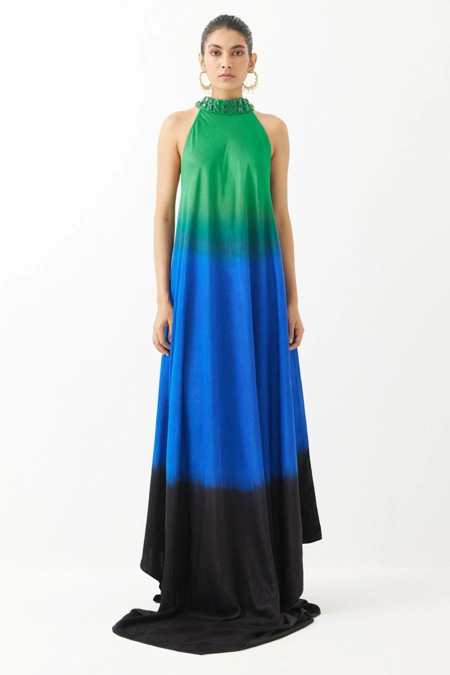 Studio RIGU Green Leheriya Halter Dress 1 Studio RIGU Green Leheriya Halter Dress