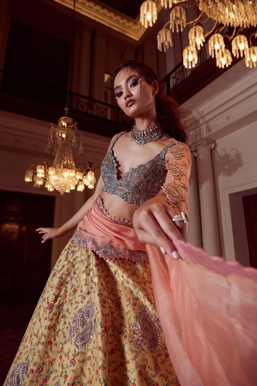 Mrunalini Rao Yellow Nemali Lata Lehenga Set 3 Mrunalini Rao Yellow Nemali Lata Lehenga Set - Image 3