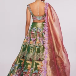 Aisha Rao Green Tissue Appliqued & Embellished Lehenga Set -Cheap Drapvera Store 64ar3 4
