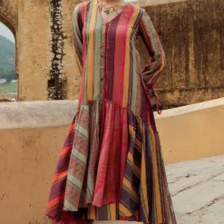 Swati Vijaivargie Multi-coloured Striped Frill Dress