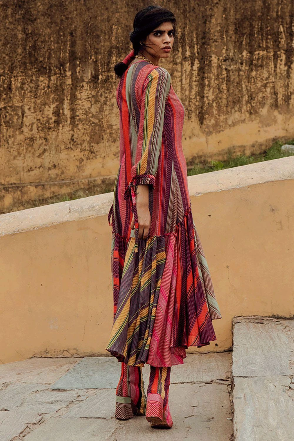 Swati Vijaivargie Multi-coloured Striped Frill Dress 4 Swati Vijaivargie Multi-coloured Striped Frill Dress - Image 4