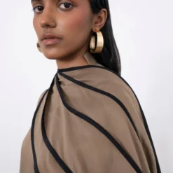 Corpora Studio Beige Scarf Collared Detail Dress -Cheap Drapvera Store 75cs15 3