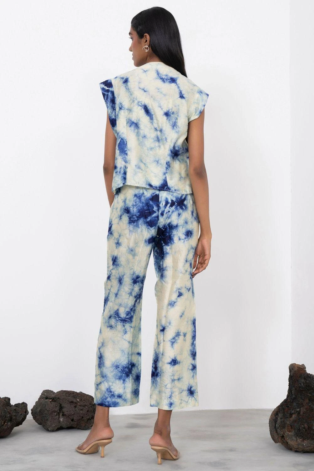 Corpora Studio Lime & Navy Tie Dye Draped Top 3 Corpora Studio Lime & Navy Tie Dye Draped Top - Image 3