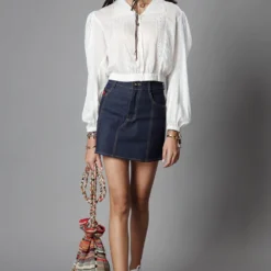 Moonray White Crochet Frame Top With Juliet Sleeves