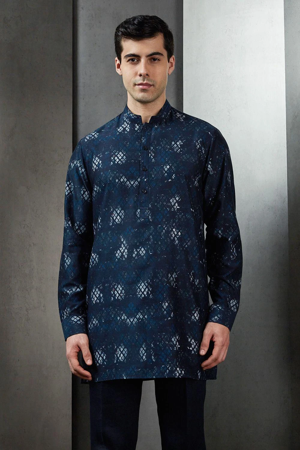 Rohit Gandhi + Rahul Khanna Men Marine Rolling Boxes Digital Printed Kurta 3 Rohit Gandhi + Rahul Khanna Men Marine Rolling Boxes Digital Printed Kurta - Image 3