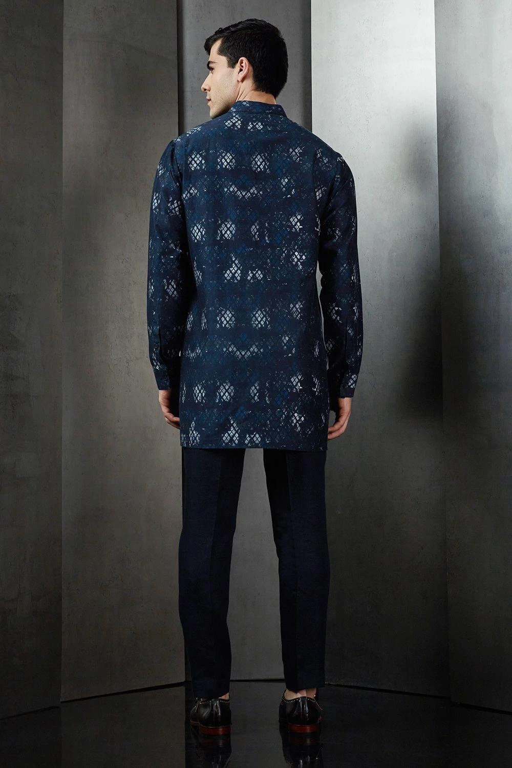 Rohit Gandhi + Rahul Khanna Men Marine Rolling Boxes Digital Printed Kurta 4 Rohit Gandhi + Rahul Khanna Men Marine Rolling Boxes Digital Printed Kurta - Image 4