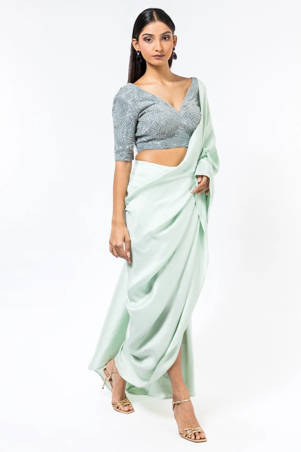 431-88 By Shweta Kapur Icy Blue Embellished Blouse 3 431-88 By Shweta Kapur Icy Blue Embellished Blouse - Image 3
