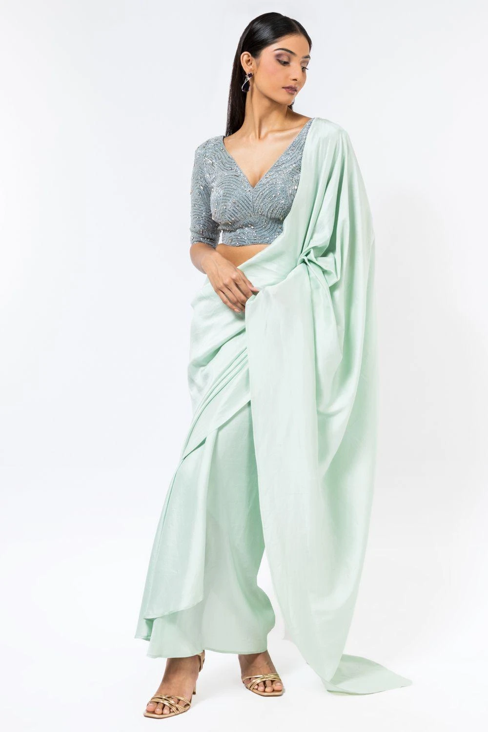 431-88 By Shweta Kapur Icy Blue Embellished Blouse 4 431-88 By Shweta Kapur Icy Blue Embellished Blouse - Image 4