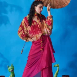 CAPISVIRLEO Pink Habutai Silk Draped Skirt -Cheap Drapvera Store 88cap42 4