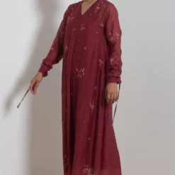 Merlot Embroidered Chanderi Dress With Slip 8 Merlot Embroidered Chanderi Dress With Slip -Cheap Drapvera Store 911inte16 3