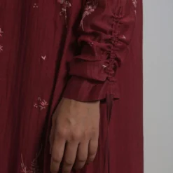 Merlot Embroidered Chanderi Dress With Slip 9 Merlot Embroidered Chanderi Dress With Slip -Cheap Drapvera Store 911inte16 4