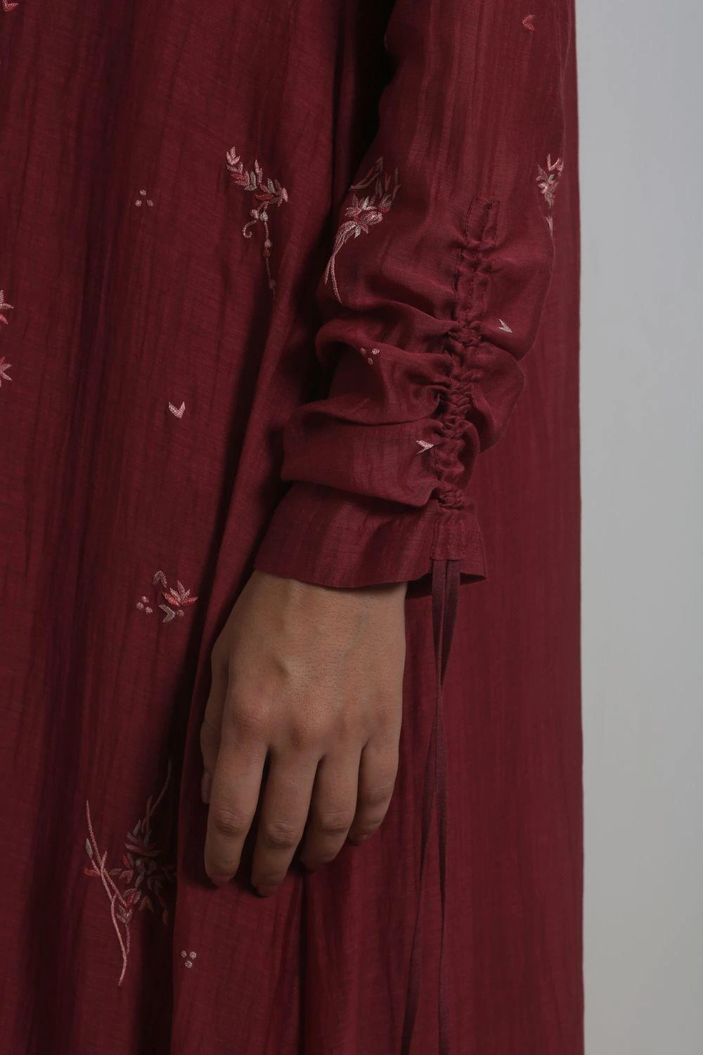 Merlot Embroidered Chanderi Dress With Slip 4 Merlot Embroidered Chanderi Dress With Slip - Image 4