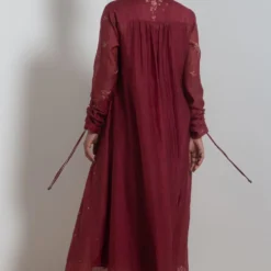 Merlot Embroidered Chanderi Dress With Slip 11 Merlot Embroidered Chanderi Dress With Slip -Cheap Drapvera Store 911inte16 6