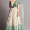 Amit Aggarwal Ivory & Emerald Metallic Winged Lehenga