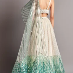 Amit Aggarwal Ivory & Emerald Metallic Winged Lehenga -Cheap Drapvera Store aaic 544 mnt 3