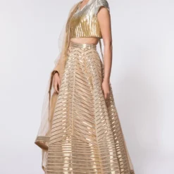 Amit Aggarwal Metallic Gold Structured Lehenga -Cheap Drapvera Store aarts21033 3